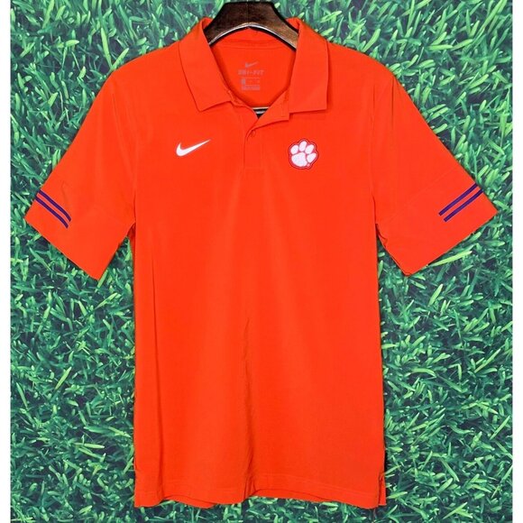 Clemson University Tigers Mens Nike Dri-Fit Orange Short Sleeve Polo Small Shirt - Picture 1 of 4